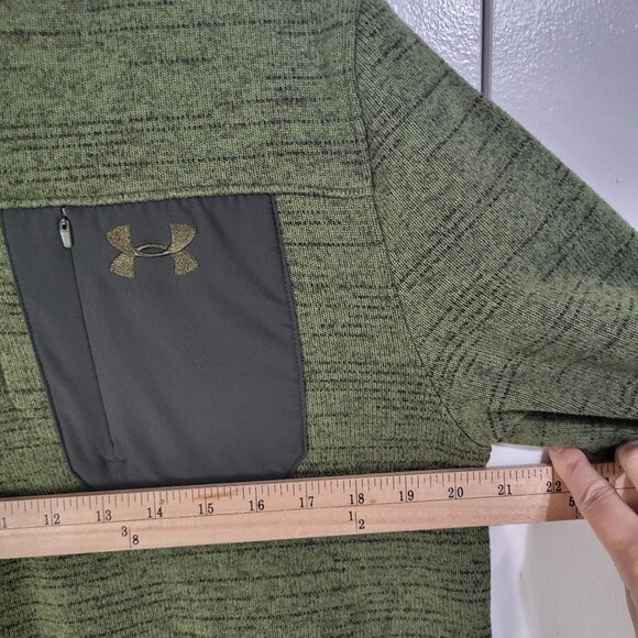 Under Armour UA Men's Medium Specialist Henley 2.0 Green Black Pullover Warm - Picture 9 of 10